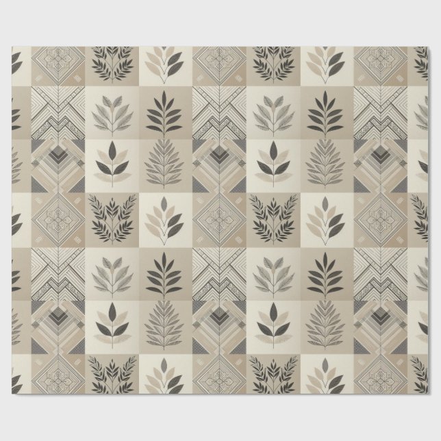 Retro Chic Geometric Elegantes Tribal Muster Geschenkpapier (Flach)