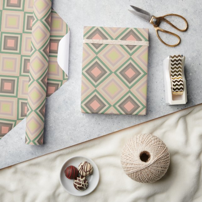 Retro Chic Geometric Lemon Pastel Geschenkpapier (Kunsthandwerk)