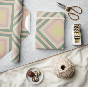 Retro Chic Geometric Lemon Pastel Geschenkpapier