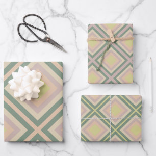 Retro Chic Geometric Lemon Pastel Geschenkpapier Set