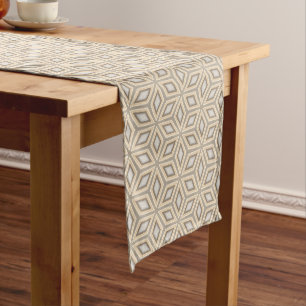 Retro Chic Grau Beige Taupe Braun Mandala-Muster Kurzer Tischläufer