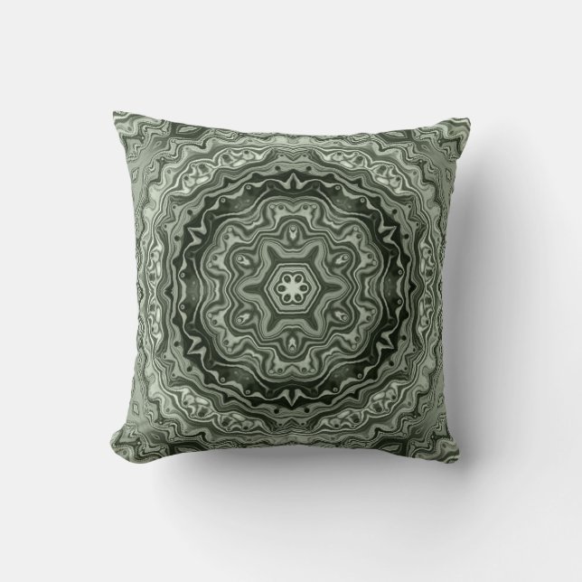 Retro Chic Hübsche Persermandala Blume marmoriert  Kissen (Vorderseite)
