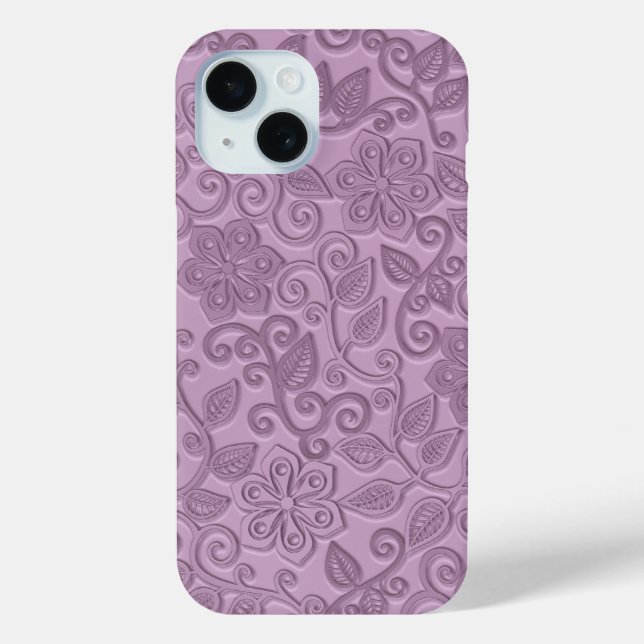 Retro Chic Imitate Rosa Leder Blumenmuster Case-Mate iPhone Hülle (Rückseite)