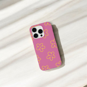 Retro Chic Lila & gelb Blumenmuster iPhone 16 Pro Hülle