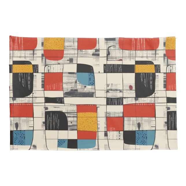 Retro Chic Mitte des Jahrhunderts Modernes Abstrak Kissenbezug (Rückseite-Rechts)