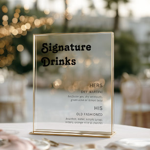 Retro Chic Moderne Signature-Drinks Acrylschild
