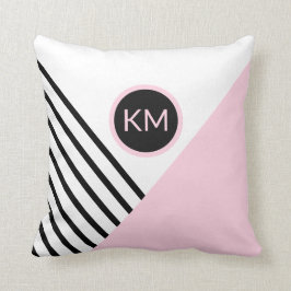 Retro Chic Monogram Strips und Farbblock Kissen