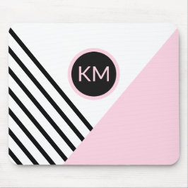 Retro Chic Monogram Strips und Farbblock Mousepad