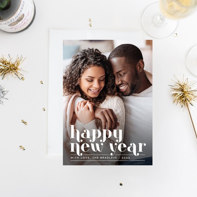 Retro Chic Nouvel An Carte photo de vacances (Créateur téléchargé)