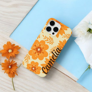 Retro-Chic Orange Blumenmuster Whimsical Spring iPhone 16 Pro Max Hülle