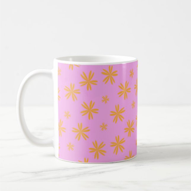 Retro Chic Orange Pink Floral Bright Y2K Inspirier Kaffeetasse (Links)