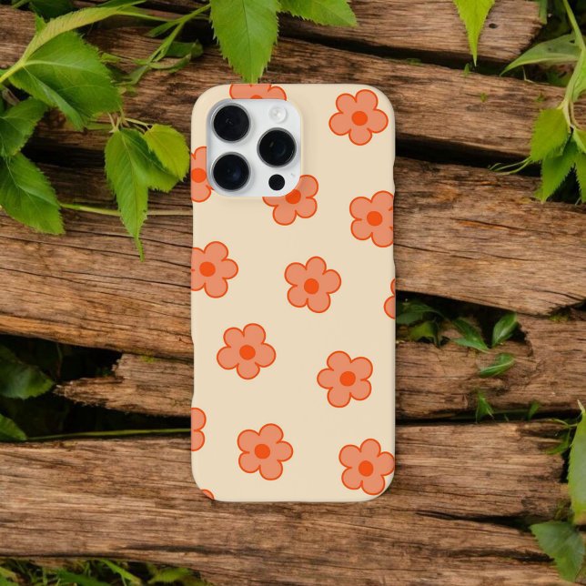 Retro Chic Peach floral Muster Whimsikfeder iPhone 16 Pro Max Hülle (Von Creator hochgeladen)