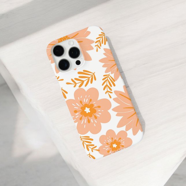 Retro Chic Peach floral Muster Whimsikfeder iPhone 16 Pro Max Hülle (Von Creator hochgeladen)