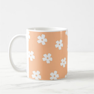 Retro Chic Peach White Floral Soft Y2K Inspiriert Kaffeetasse