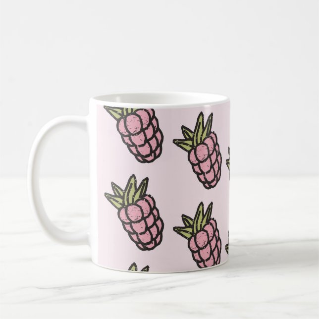 Retro Chic Pink Pineape Funky Y2K Fruchtdesign Kaffeetasse (Links)