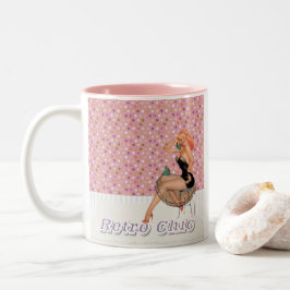Retro Chic Pinup Girl Zweifarbige Tasse