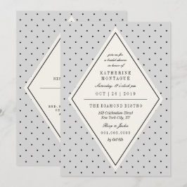 Retro Chic Polka Dots Diamond Brautparty laden ein Einladung