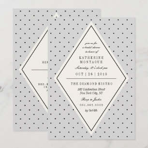 Retro Chic Polka Dots Diamond Brautparty laden ein Einladung