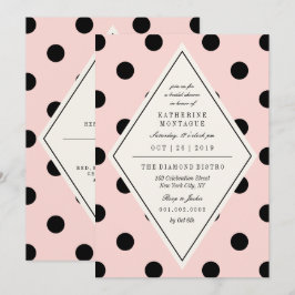 Retro Chic Polka Dots Diamond Brautparty laden ein Einladung