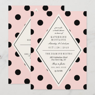 Retro Chic Polka Dots Diamond Brautparty laden ein Einladung