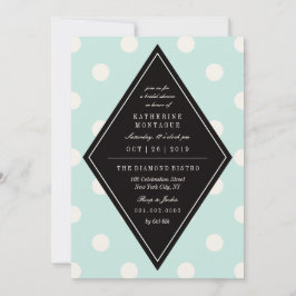Retro Chic Polka Dots Diamond Brautparty laden ein Einladung