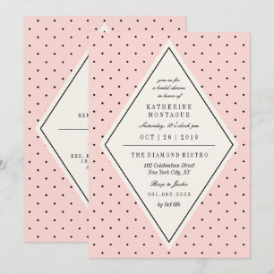 Retro Chic Polka Dots Diamond Brautparty laden ein Einladung
