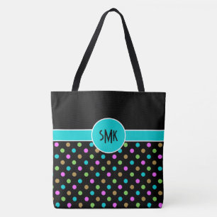 Retro Chic Polka Punkte große Mit Monogramm Tasche