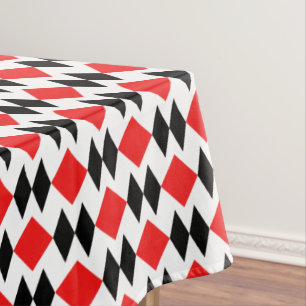 Retro Chic Red Black Diamond Shape Muster Tischdecke