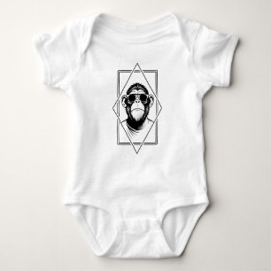Retro-Chic Schimpans-Diamant – Geometrie trifft At Baby Strampler