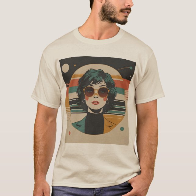 Retro Chic Sunglasses Portrait T-Shirt (Vorderseite)