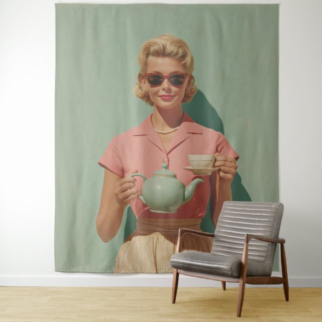 Retro Chic Tee Party Wandteppich (Beispiel)