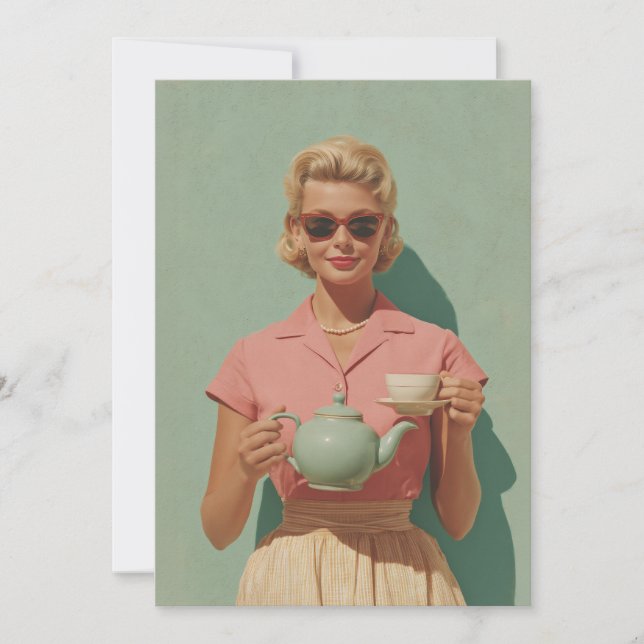 Retro-Chic-Teeparty Einladung (Vorderseite)