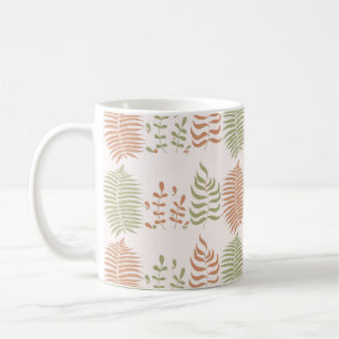 Retro Chic Terrakotta Grün Blätter Vibrantes Y2K Kaffeetasse