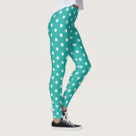 Retro Chic Türkise Polka Dots Muster Mode Leggings<br><div class="desc">Individuell, Retro, cool, niedlich, chic, stilvoll, trendig, atemberaubend, von Hand genäht, weiße Polka Punkte auf türkisfarbenen Mustern Frauen in vollem Umfang Trainingssport Yoga-Fitnessraum mit Leggings-Hosen, der sich für Ihren Körper ausdehnt, Umarmungen an allen richtigen Stellen, sich nach dem Waschen abprallt und bei wiederholtem Verschleiß ihre Form nicht verliert. Macht ein...</div>