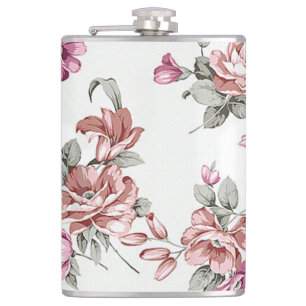 Retro Chic  Verspielte Mädchenhafte Blumen Flachmann