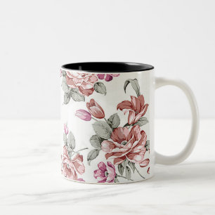 Retro Chic Verspielte Mädchenhafte Blumen Zweifarbige Tasse