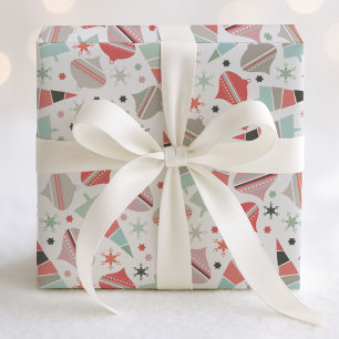 Retro-Chic-Weihnachtsbäume und -ornamente Muster Geschenkpapier