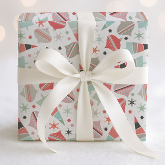 Retro Chic Weihnachtsbaumen und Ziermuster Geschenkpapier