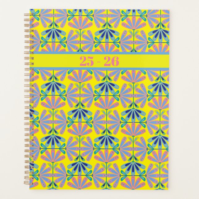 Retro Chic Yellow Planner Planer (Vorderseite)