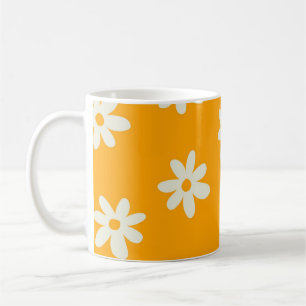 Retro Chic Yellow White Floral Bright Y2K Kaffeetasse