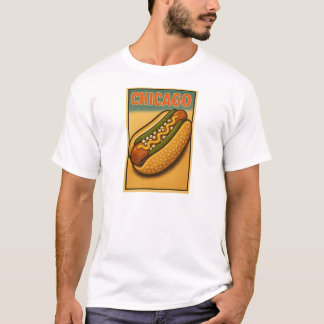 Retro Chicago Hot Dog Design T - Shirt