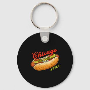 Retro Chicago Hot Dog Hotdog Tourist Sommer Erinne Schlüsselanhänger