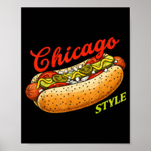 Retro Chicago Hot Dog Hotdog Tourist Sommer Souven Poster
