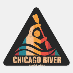 Retro Chicago River Kayaking Dreieckiger Aufkleber