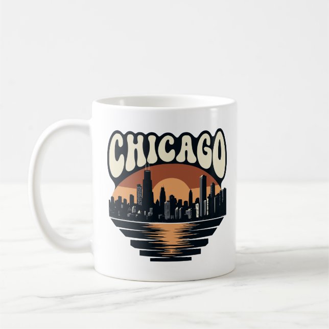 Retro Chicago Sunset Mug | Willis Tower Art Kaffeetasse (Links)