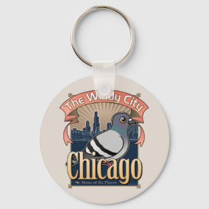 Retro Chicago-Taube Schlüsselanhänger