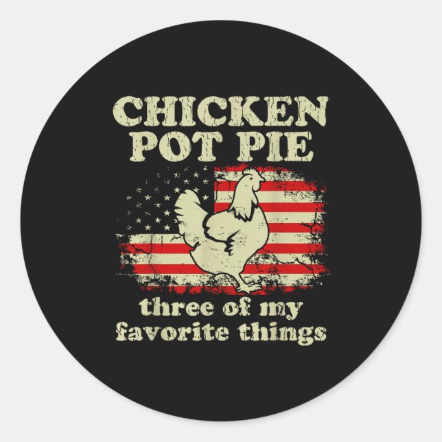 Retro Chicken T E Three Of My Favorite Things Funn Runder Aufkleber (Vorderseite)