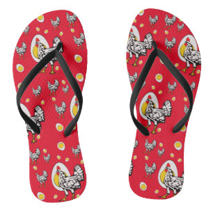 Retro Chickens Flip Flops