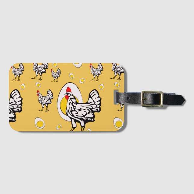 Retro Chickens Gepäckanhänger (Vorderseite (Horizontal))