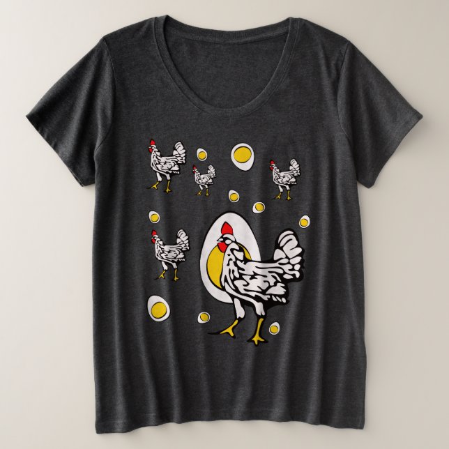 Retro Chickens Große Größe T-Shirt (Design vorne)